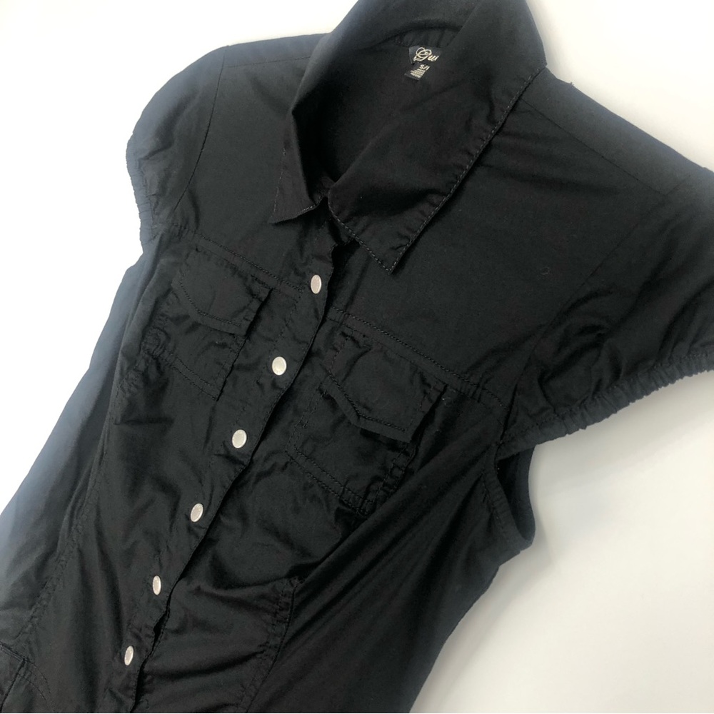 GUESS S Black Military Dress with Snaps